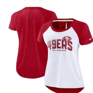 Nike Women's San Francisco 49ers White/HeatherScarlet Back Cutout Raglan T-Shirt